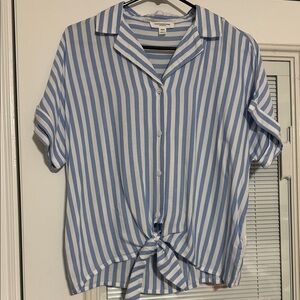 beachlunchlounge Blue and White Striped Button-Down Shirt